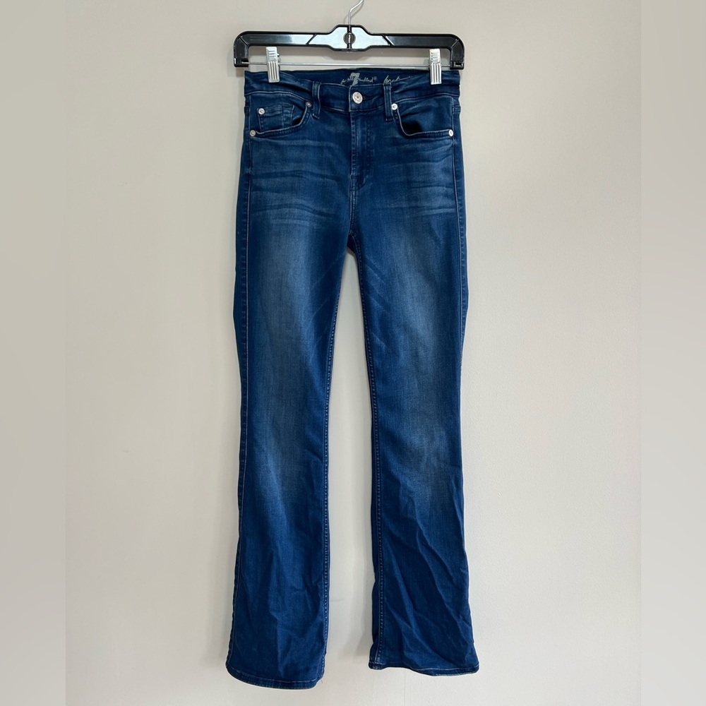 7 for All Mankind Bootcut Mid-Rise Jeans in Dark Indigo Blue Wash, size 25
